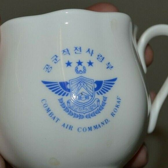 Vintage Combat Air Command ROKAF Bone China KOREA Coffee Mug Set Air Force - Picture 2 of 8